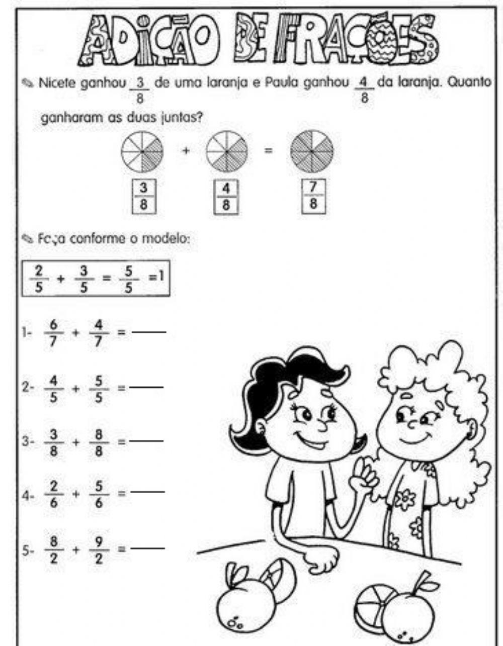 Adição de Frações Denominadores iguais Adição de Frações Denominadores iguais