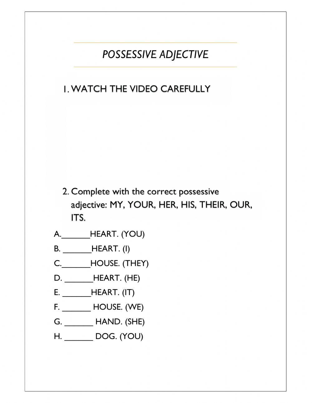 Possessive Adjective