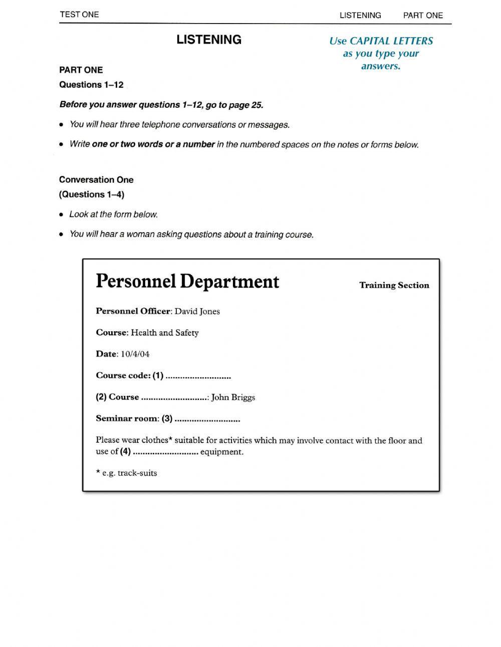 BEC Vantage Listening Part 1