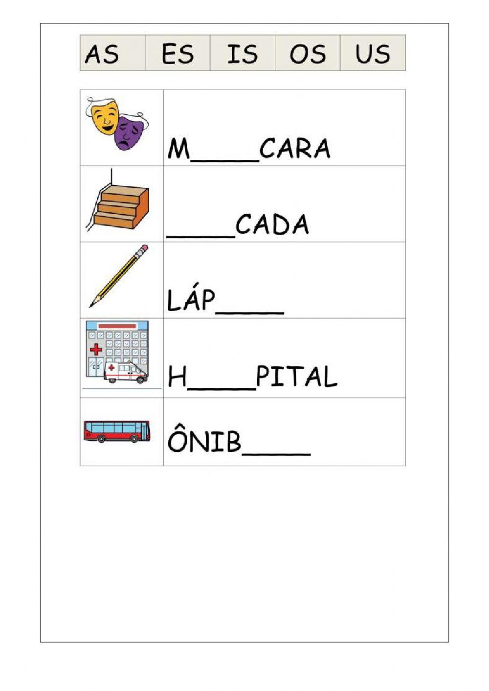 Revisão sílabas complexas