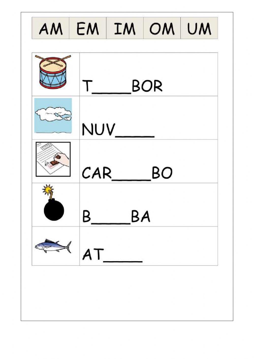 Revisão sílabas complexas