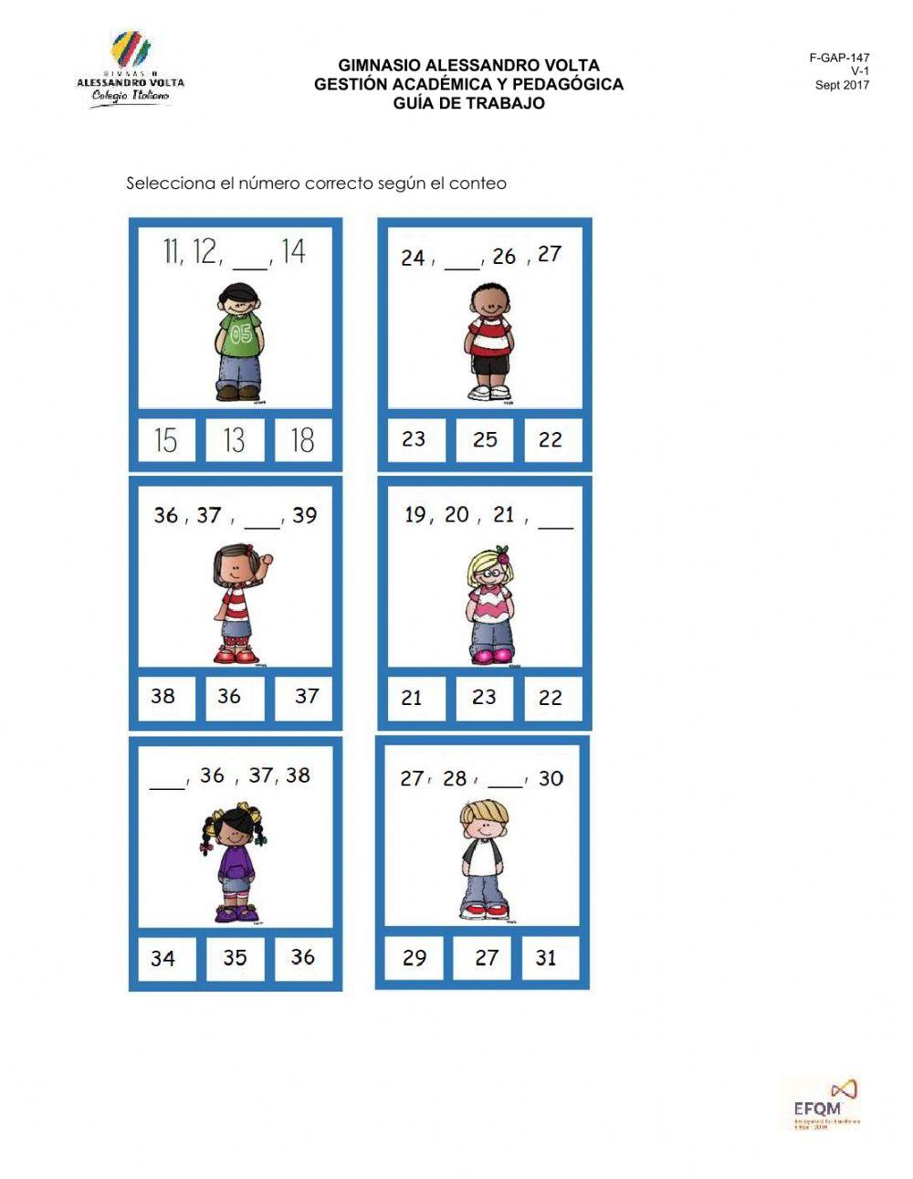 Seleccionar el número correcto