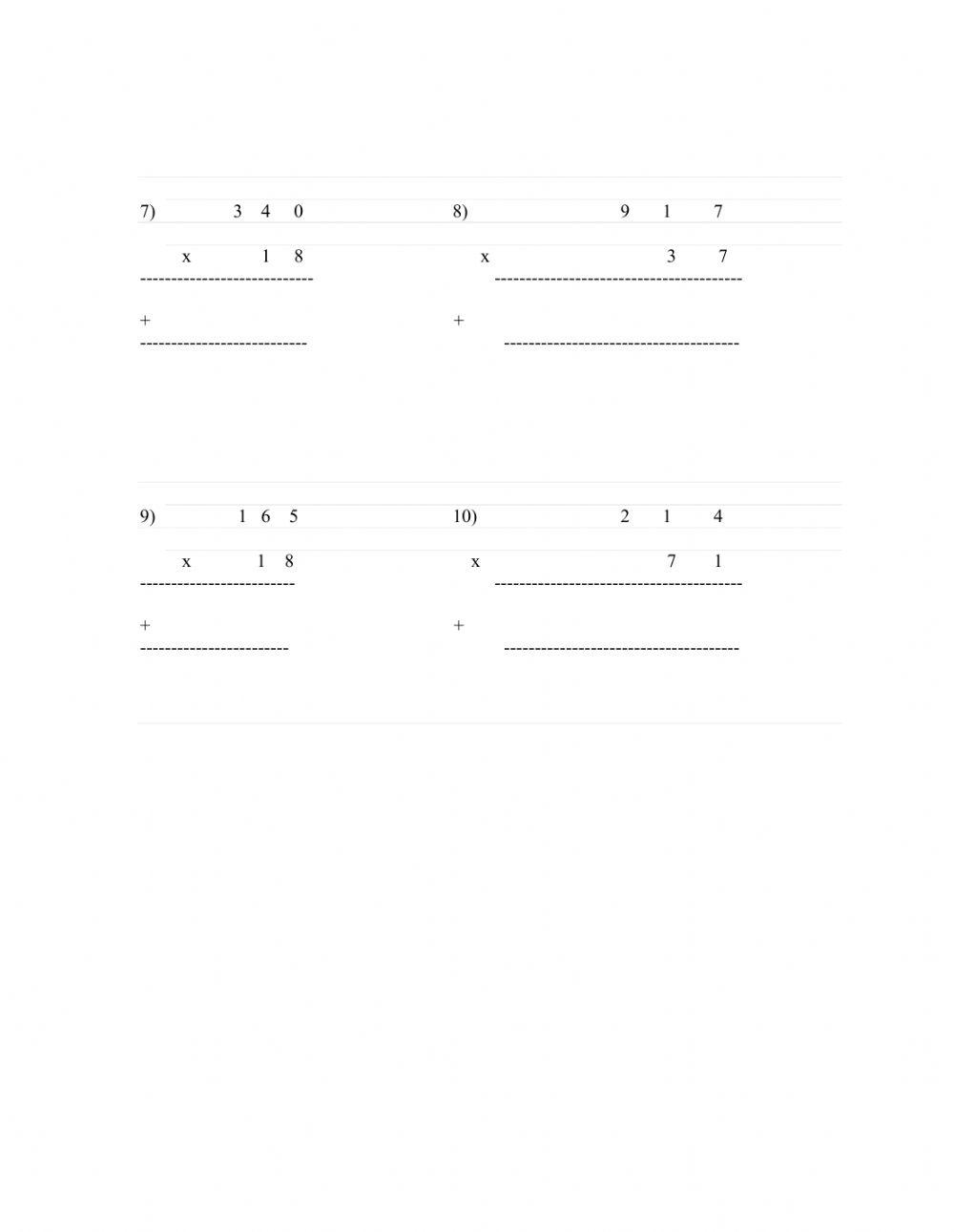 Multi-digit Multiplication
