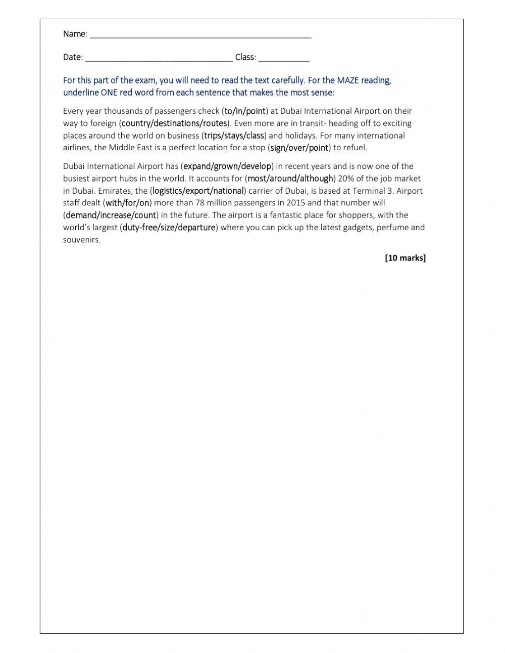 Grade 10 ADV Skills Check 3 -Listening