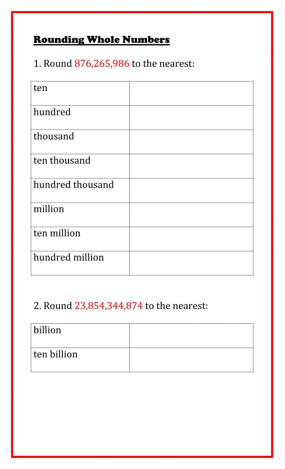 Rounding Whole Numbers