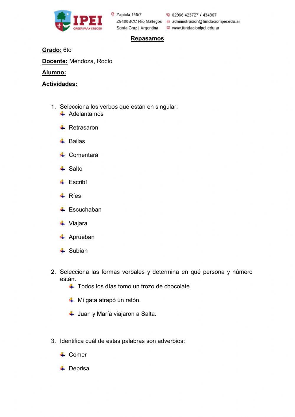 Actividades de repaso