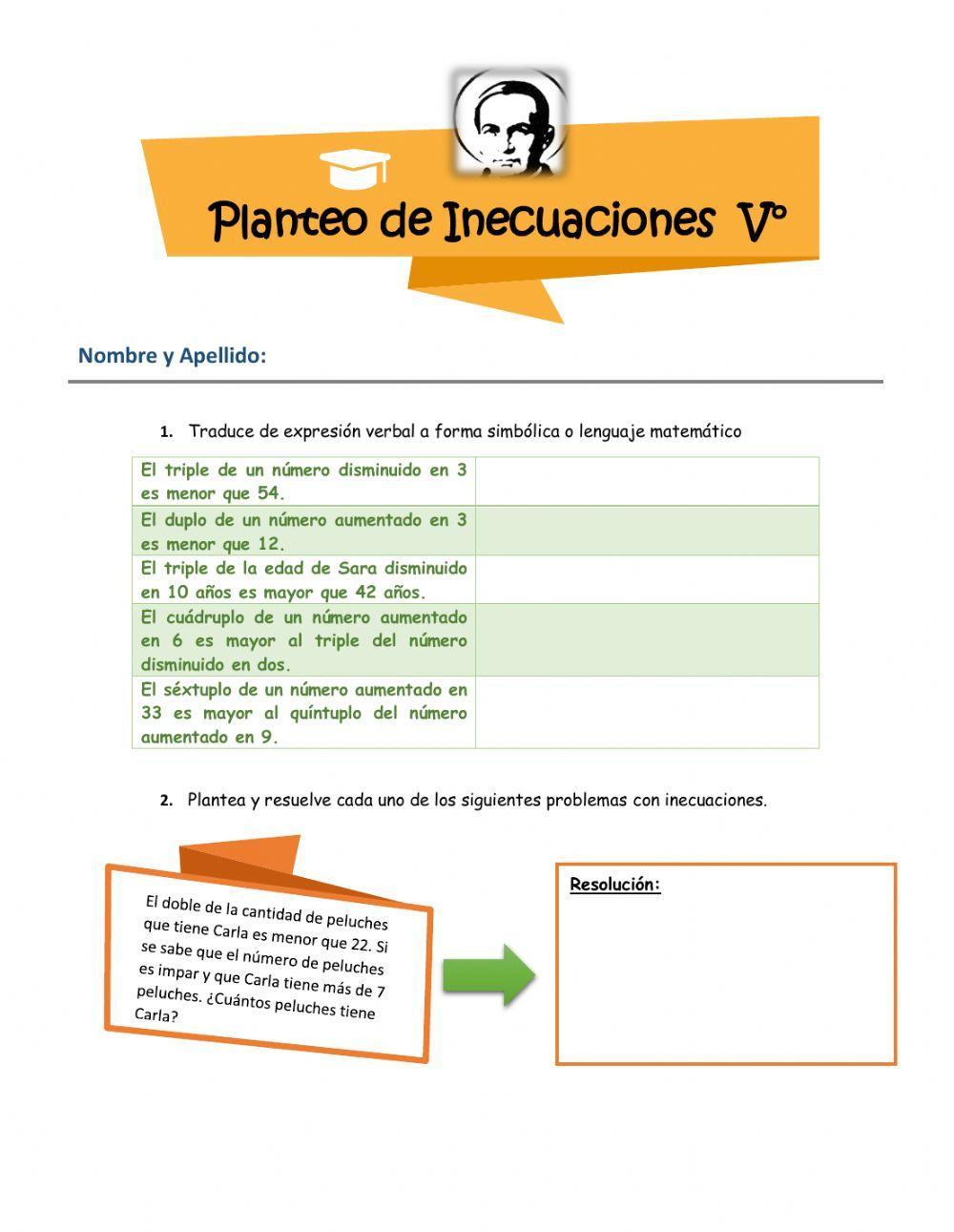 Planteo de Inecuaciones
