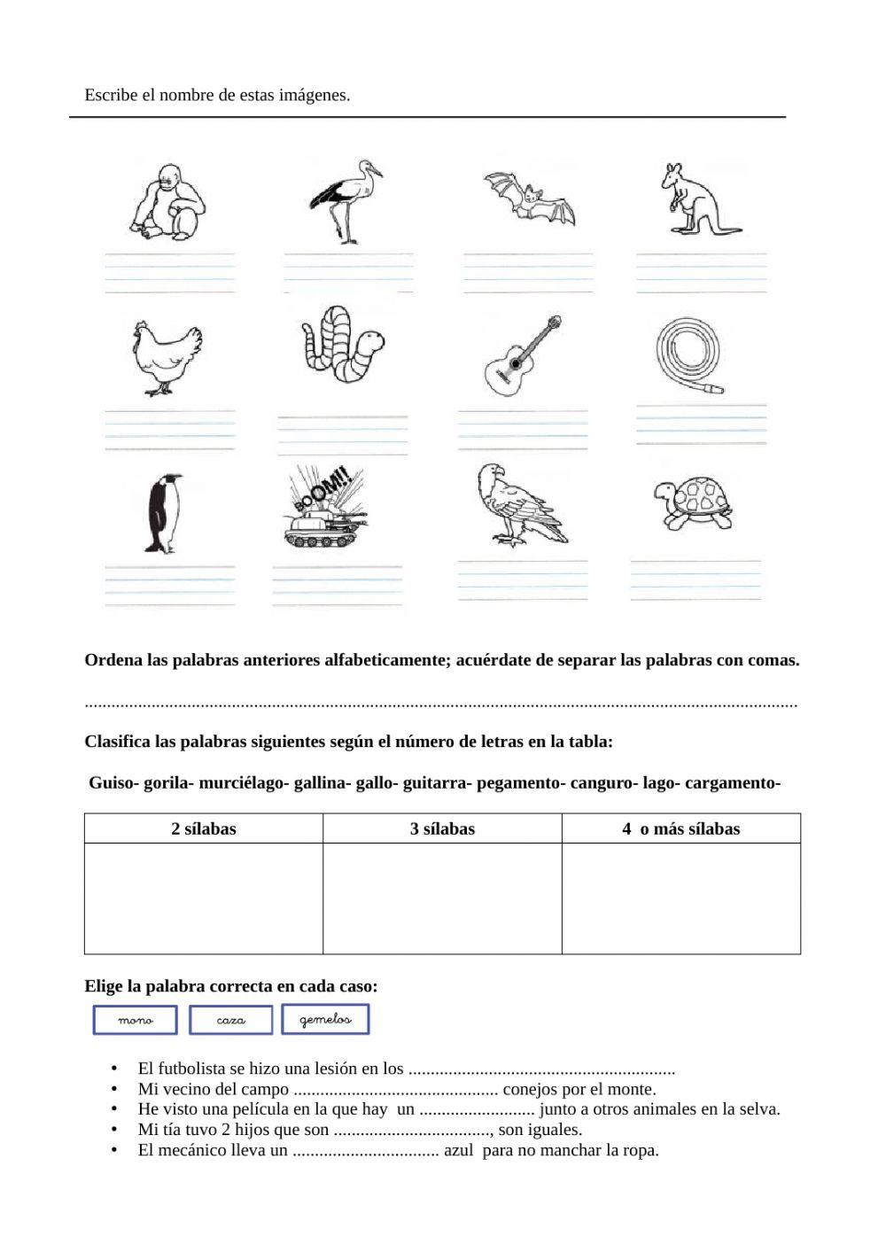 Repaso abecedario-sonido g suave worksheet | Live Worksheets