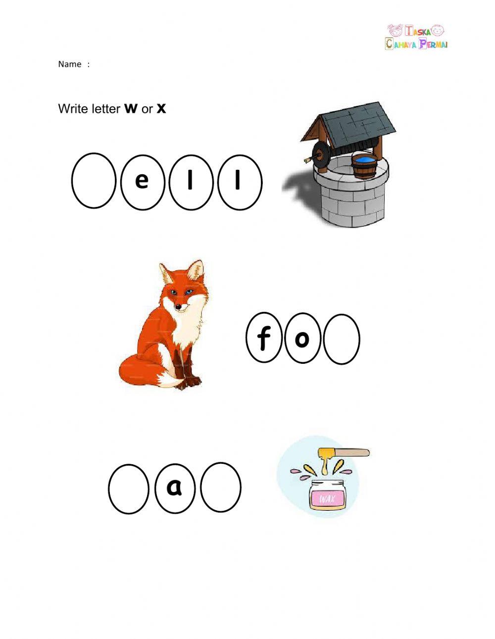 Letter W And X Worksheets
