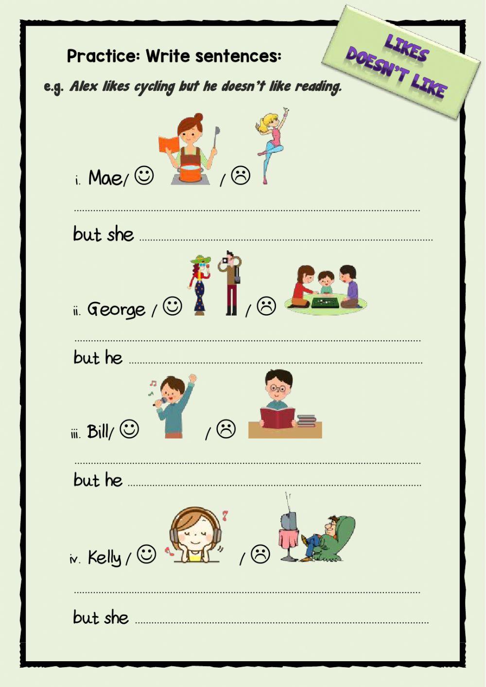 Hobbies - likes-doesn't like