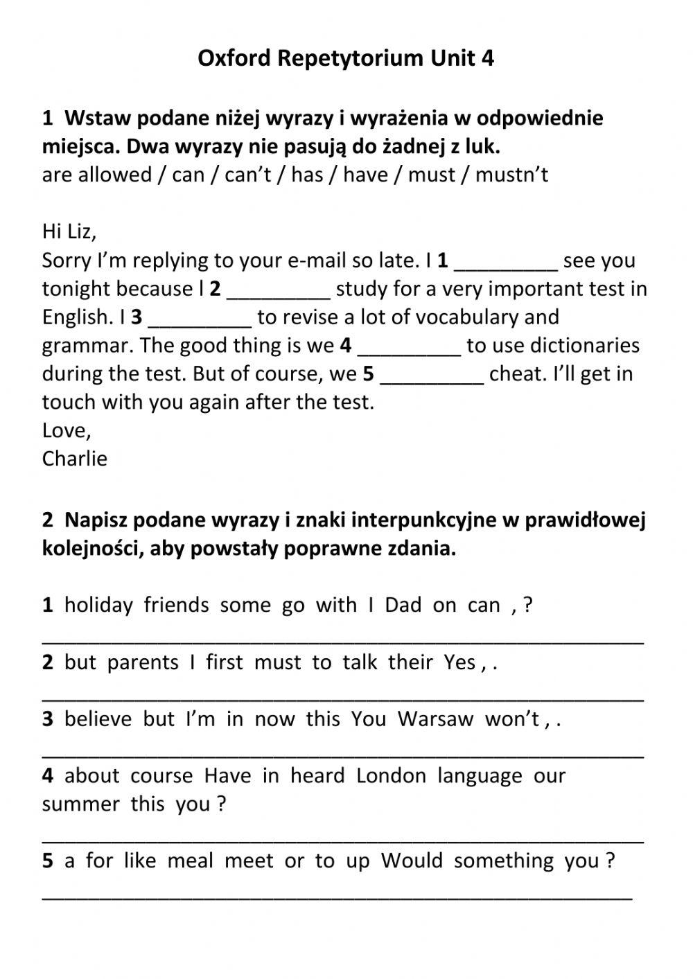 Repetytorium Oxford unit 4
