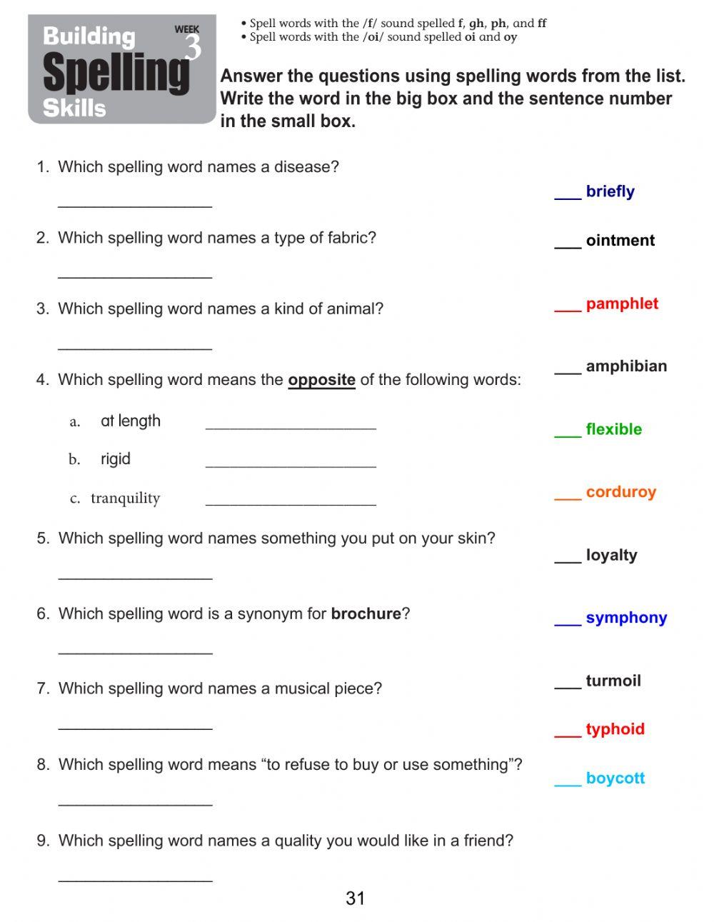 Q2 Spelling L3 p.31 Q2 Spelling L3 p.31