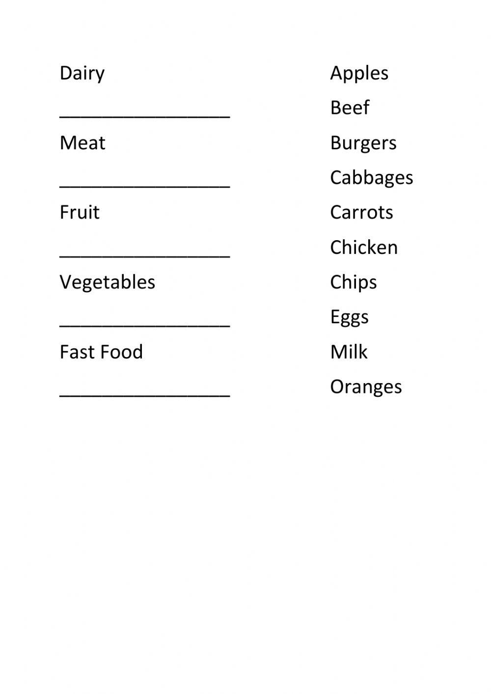 Food groups free online activity Live Worksheets