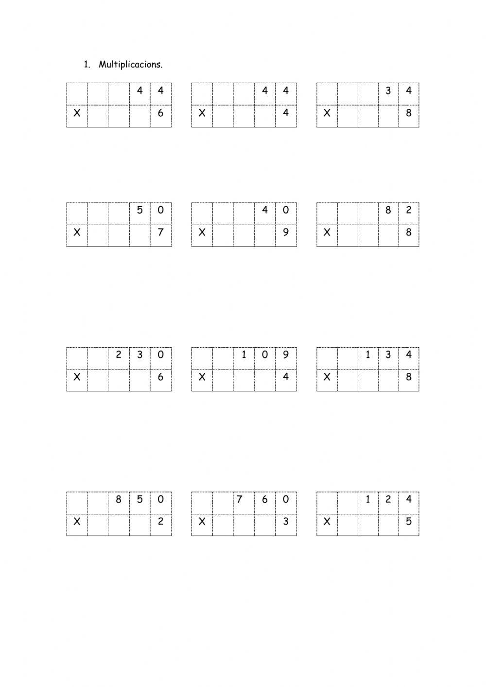 Multiplicacions una xifra