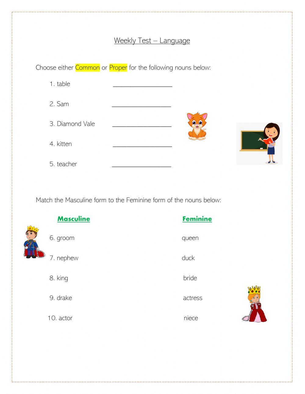 Weekly Test Language 10