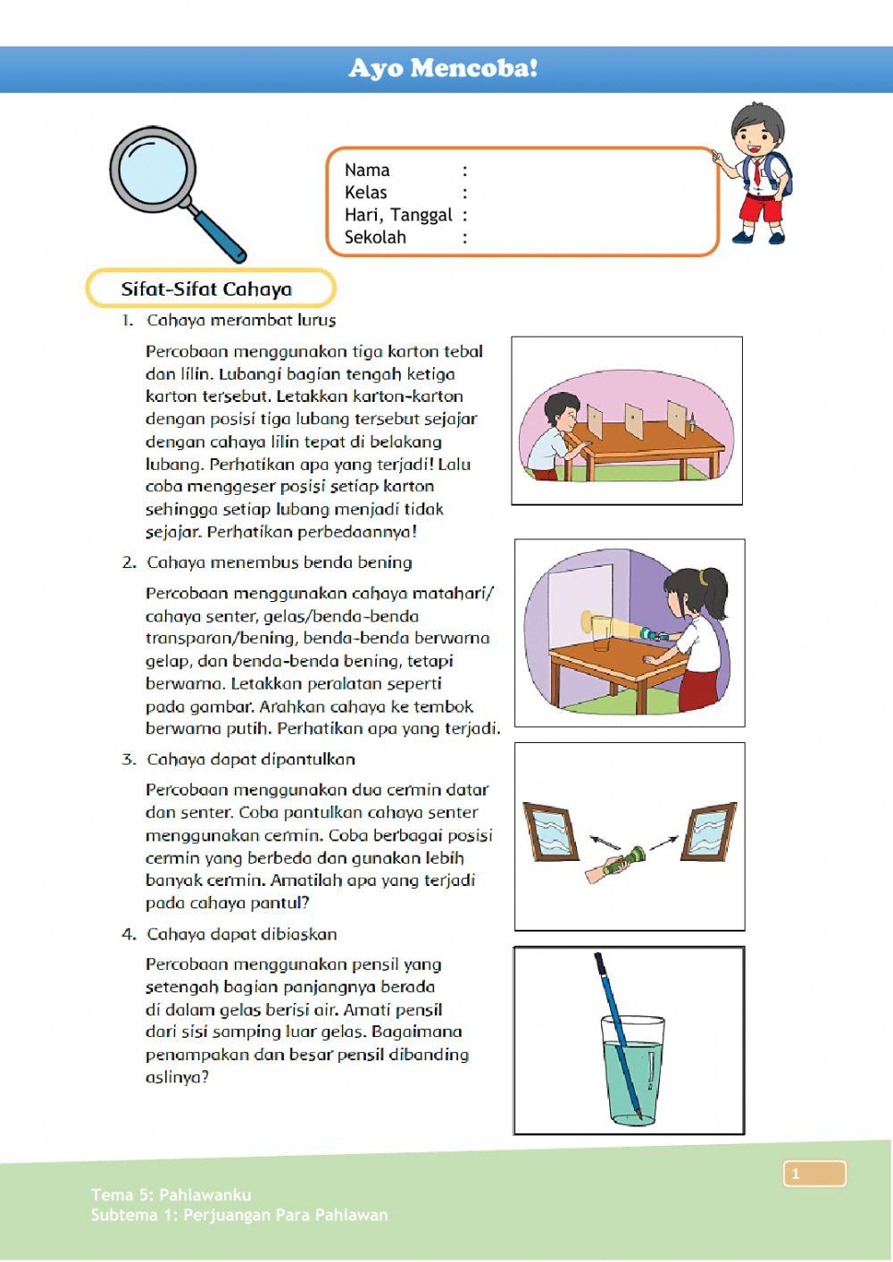 Percobaan SIfat-sifat Cahaya