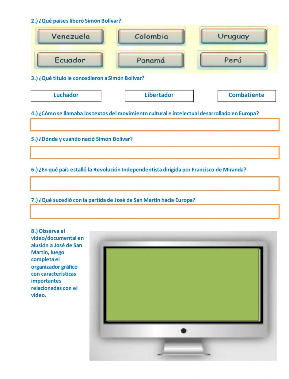 Ficha interactiva Proceso de Independencia Política