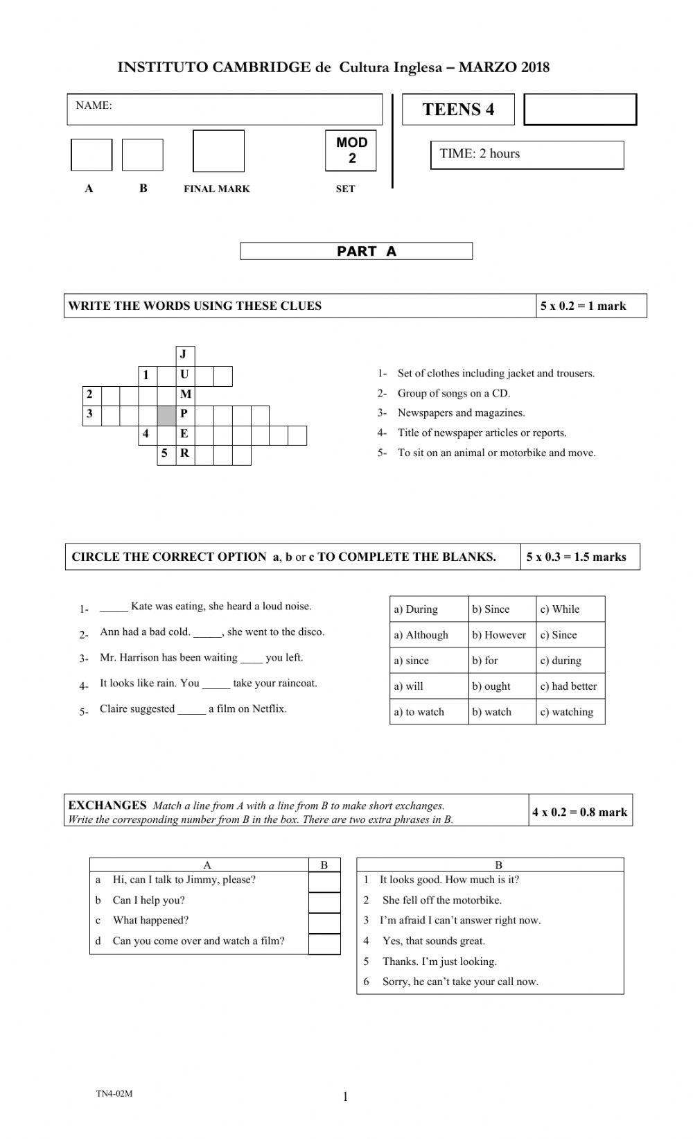 TEENS 4 -exam 3-