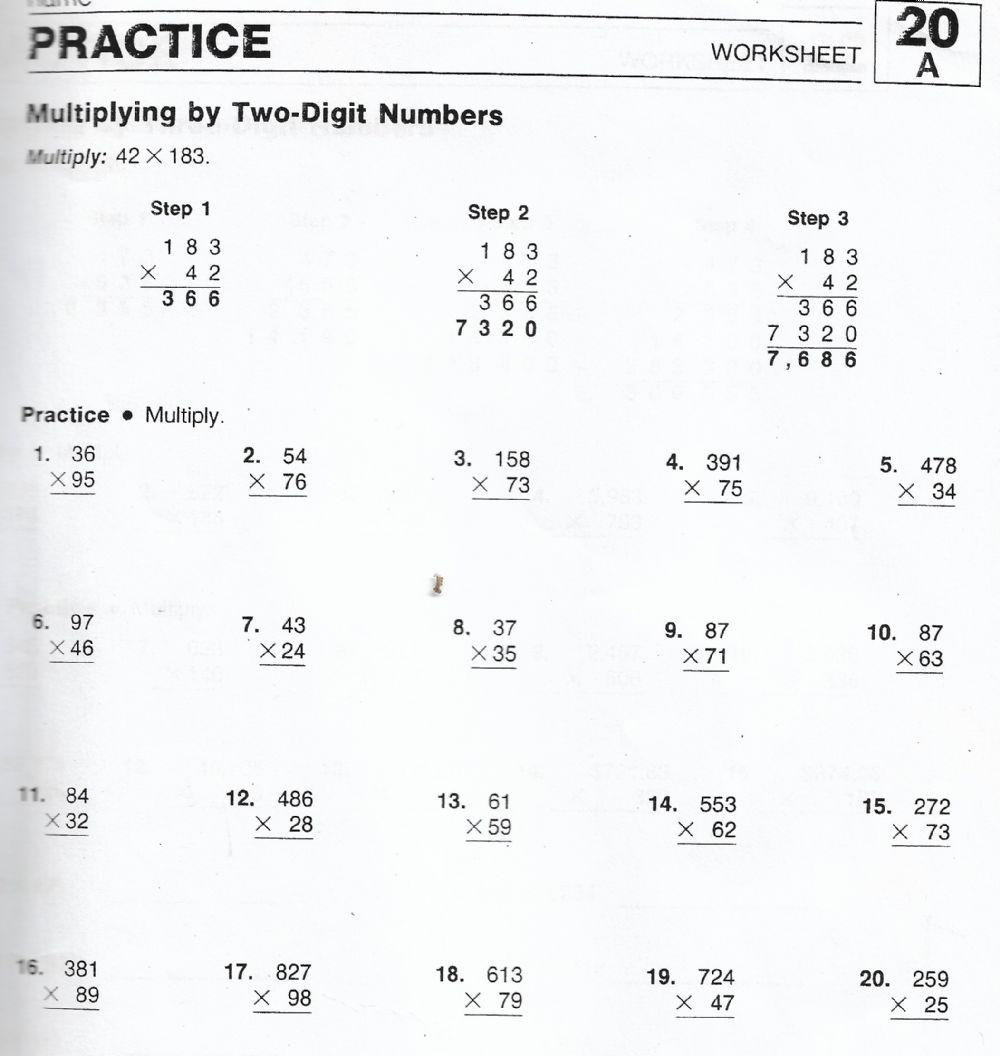 Multiply 2 digits by 2 reteach