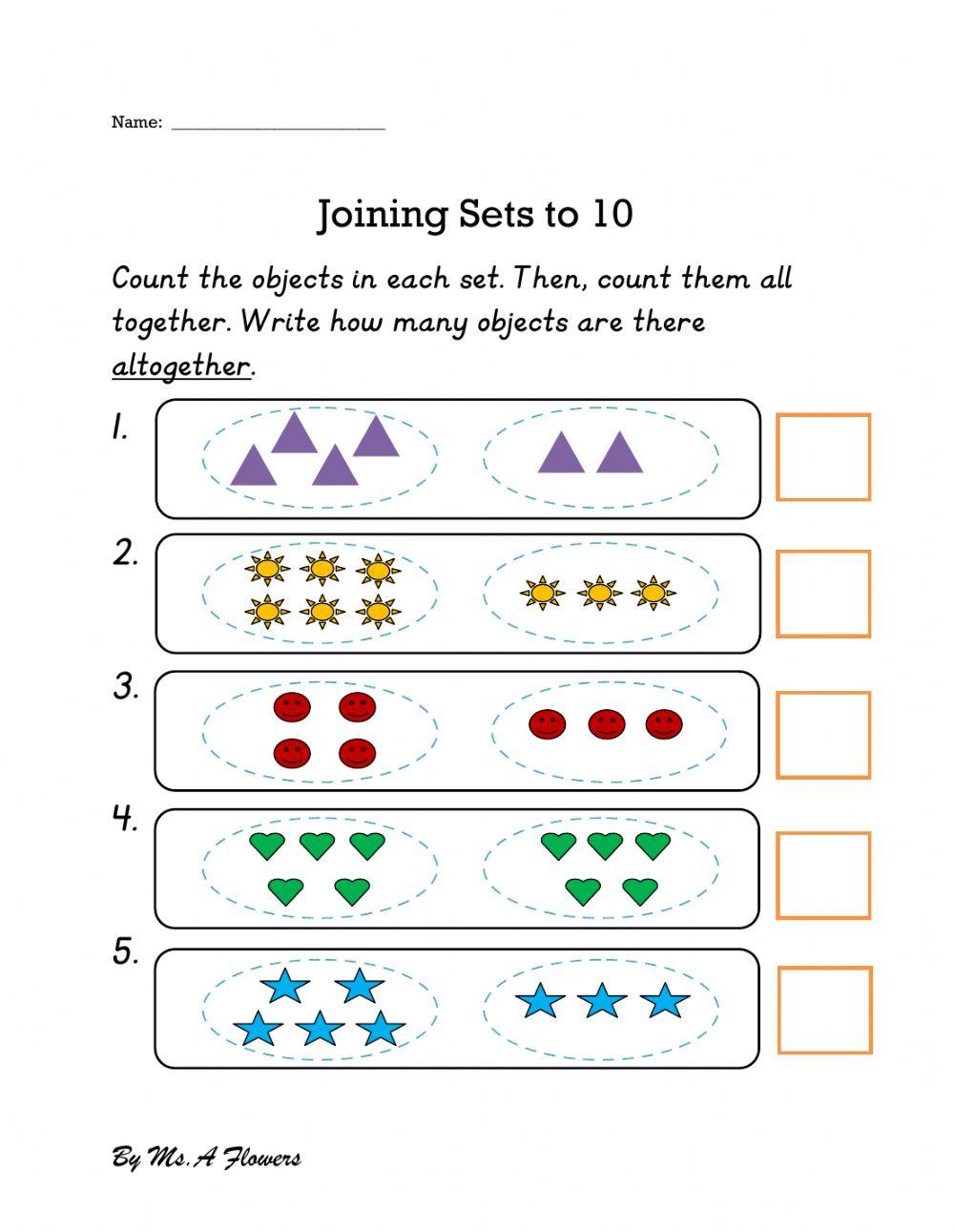 Joining Sets To 10 Worksheet Live Worksheets Joining Sets To 10 Worksheet Live Worksheets