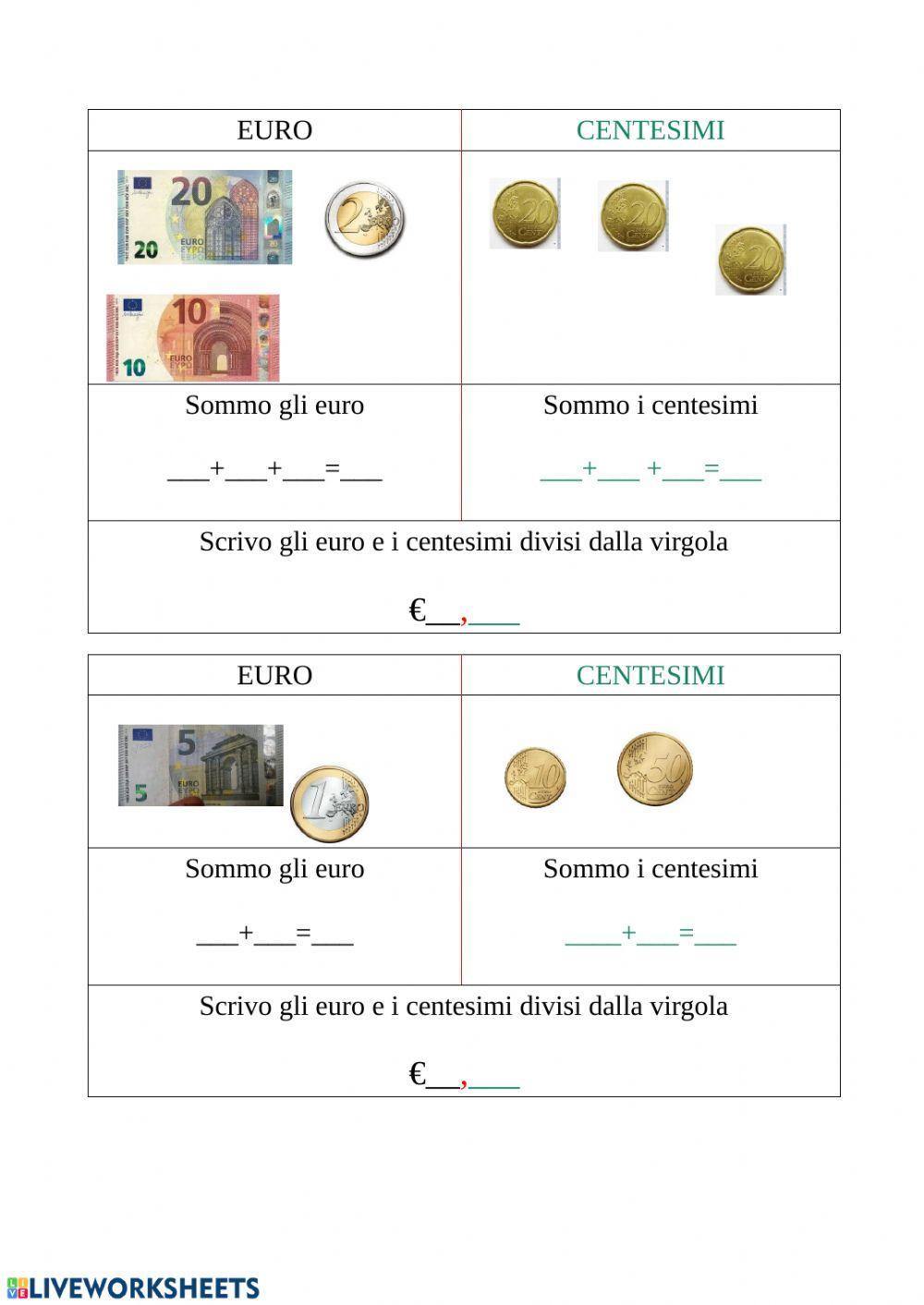 Conta euro e centesimi