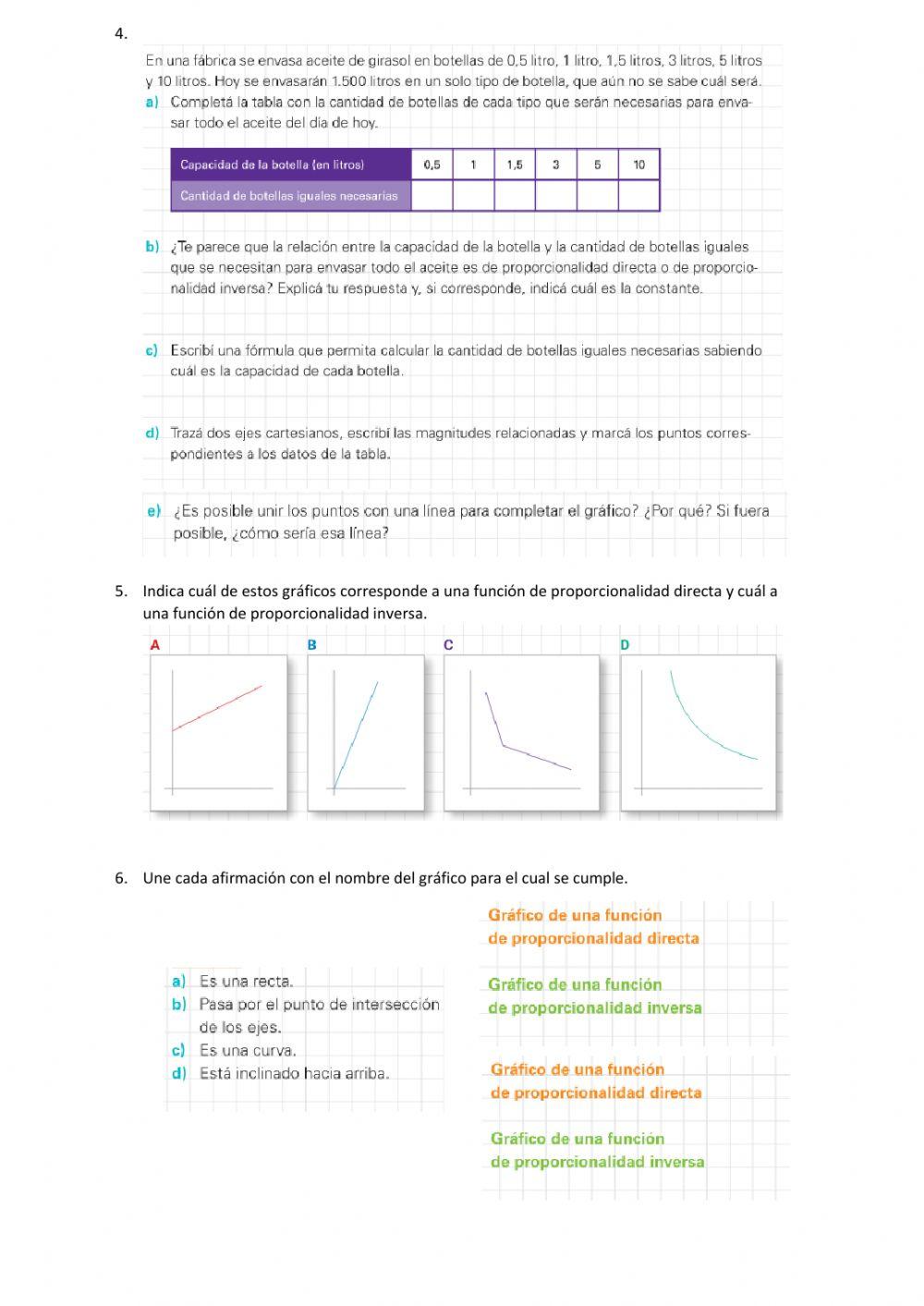 Bloque de recuperación 4: proporcionalidad, porcentajes, escalas y funciones