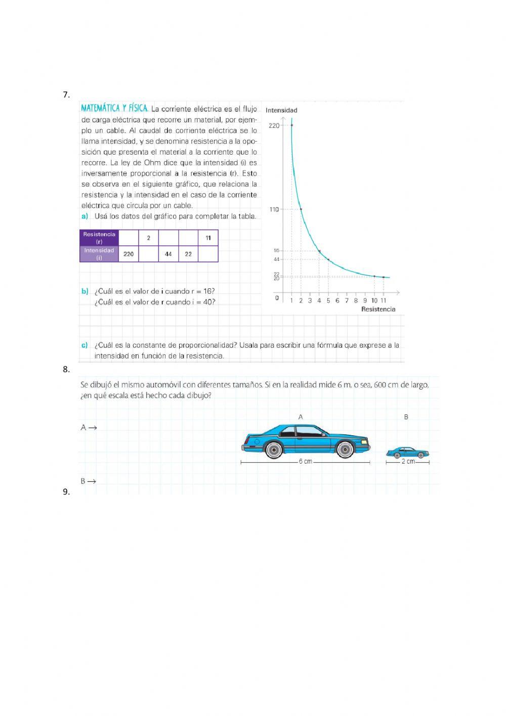 Bloque de recuperación 4: proporcionalidad, porcentajes, escalas y funciones
