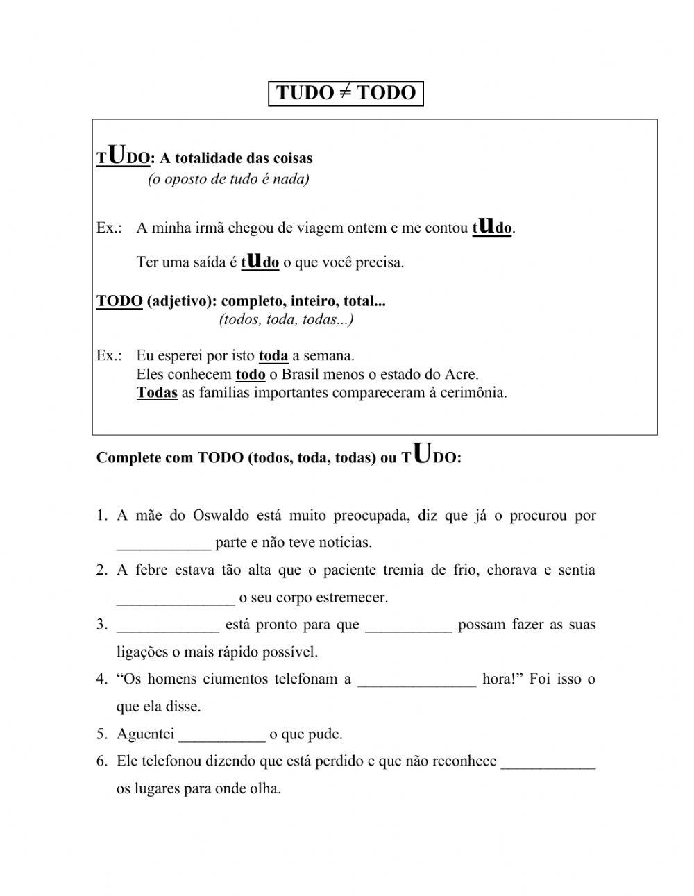 Todo ≄tudo pronome indefinido