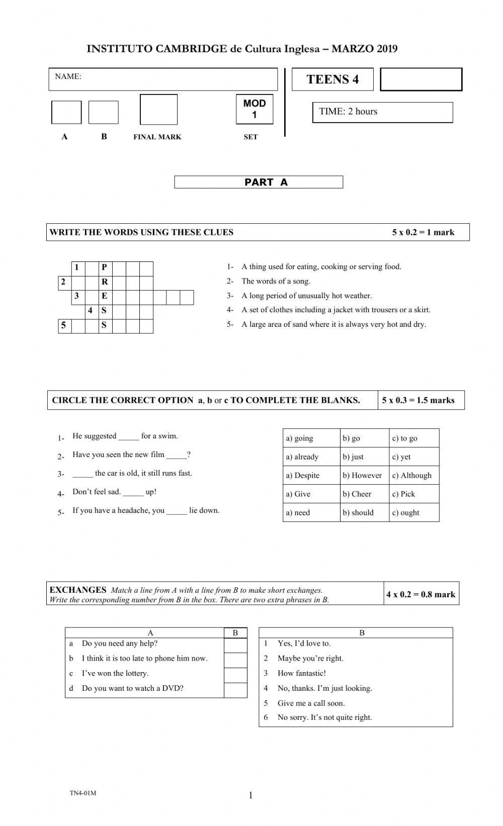 Teens 4 - exam 5-