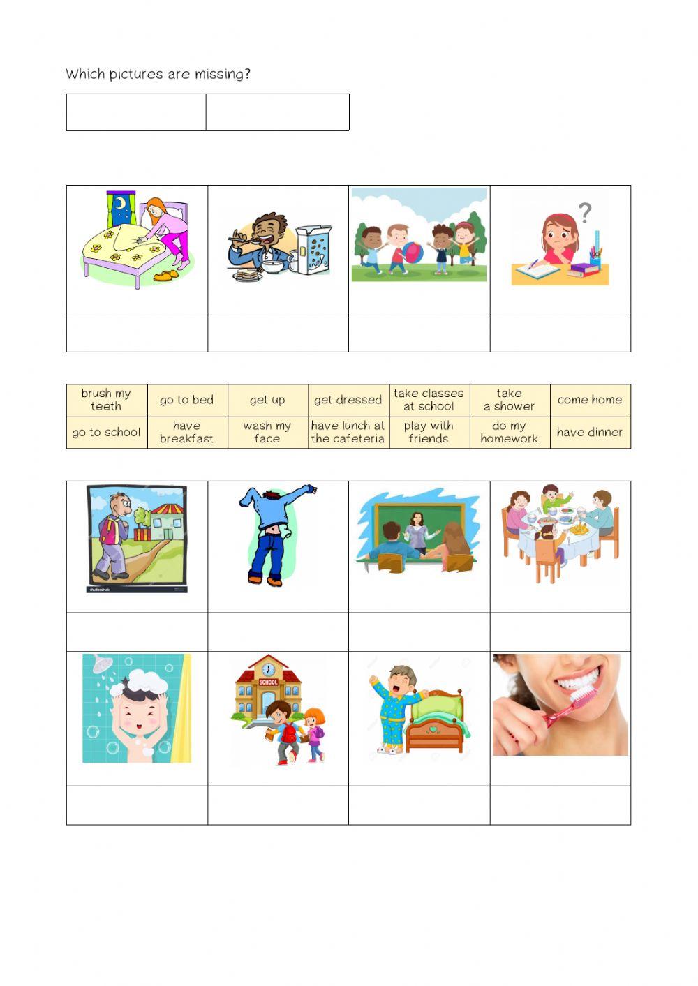 Daily activities - video lesson - vocabulary worksheet | Live Worksheets