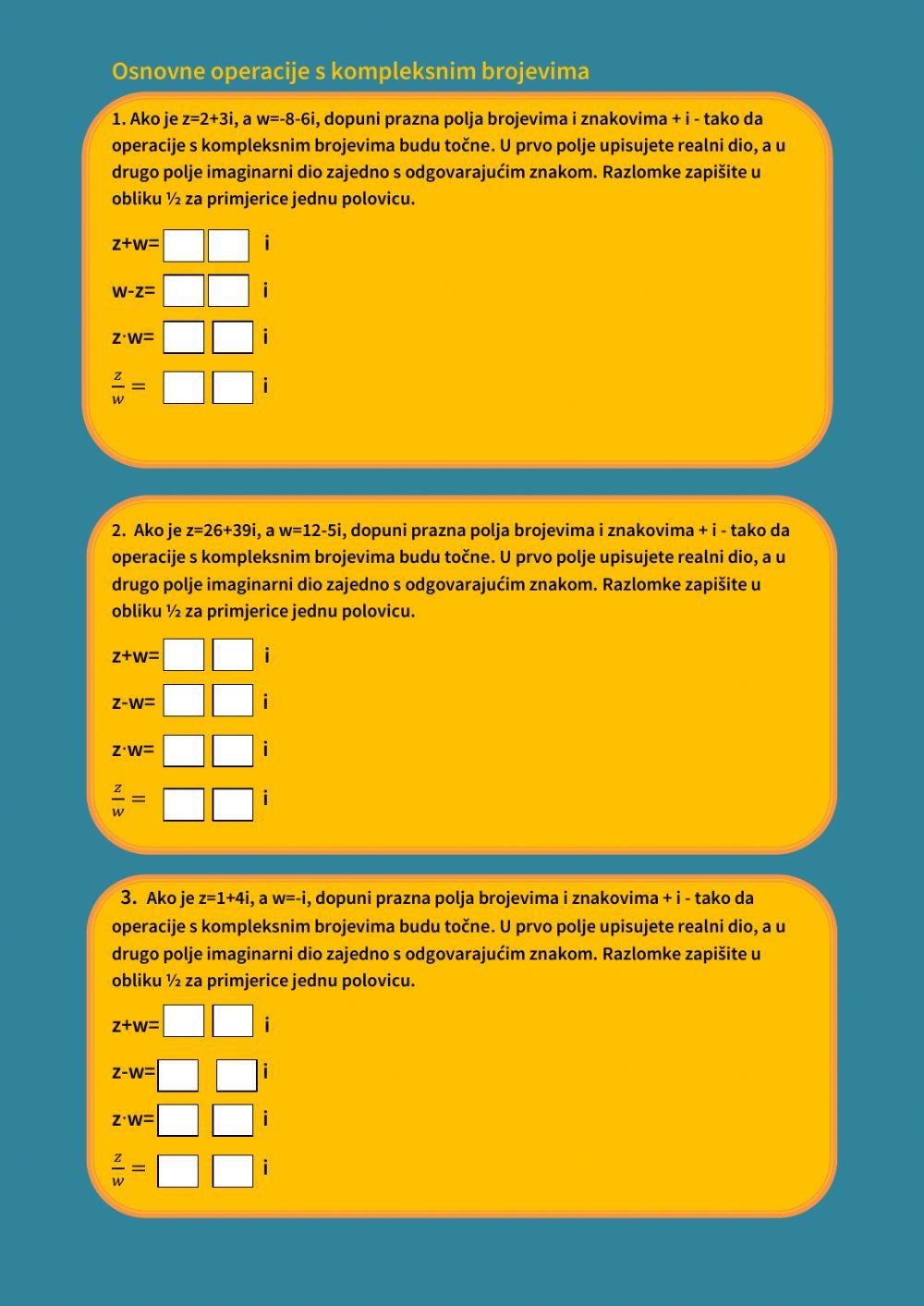 Operacije s kompleksnim brojevima