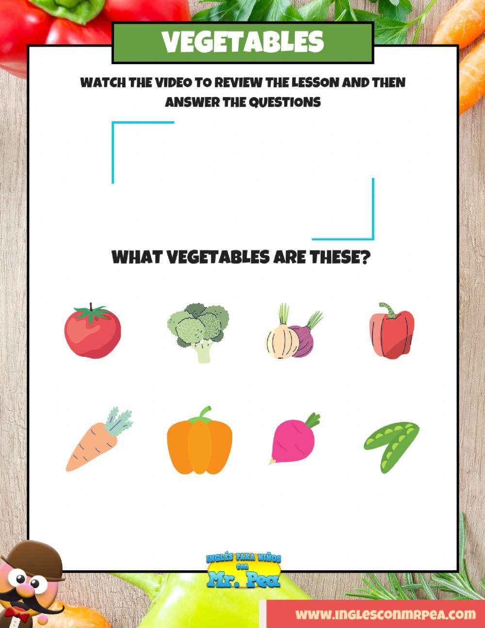 Vegetables (verduras en inglés) - inglés para niños con mr. pea