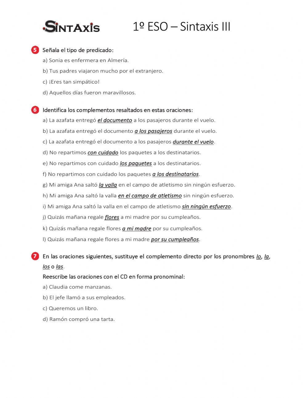 Sintaxis III Repasamos el sujeto y las funciones
