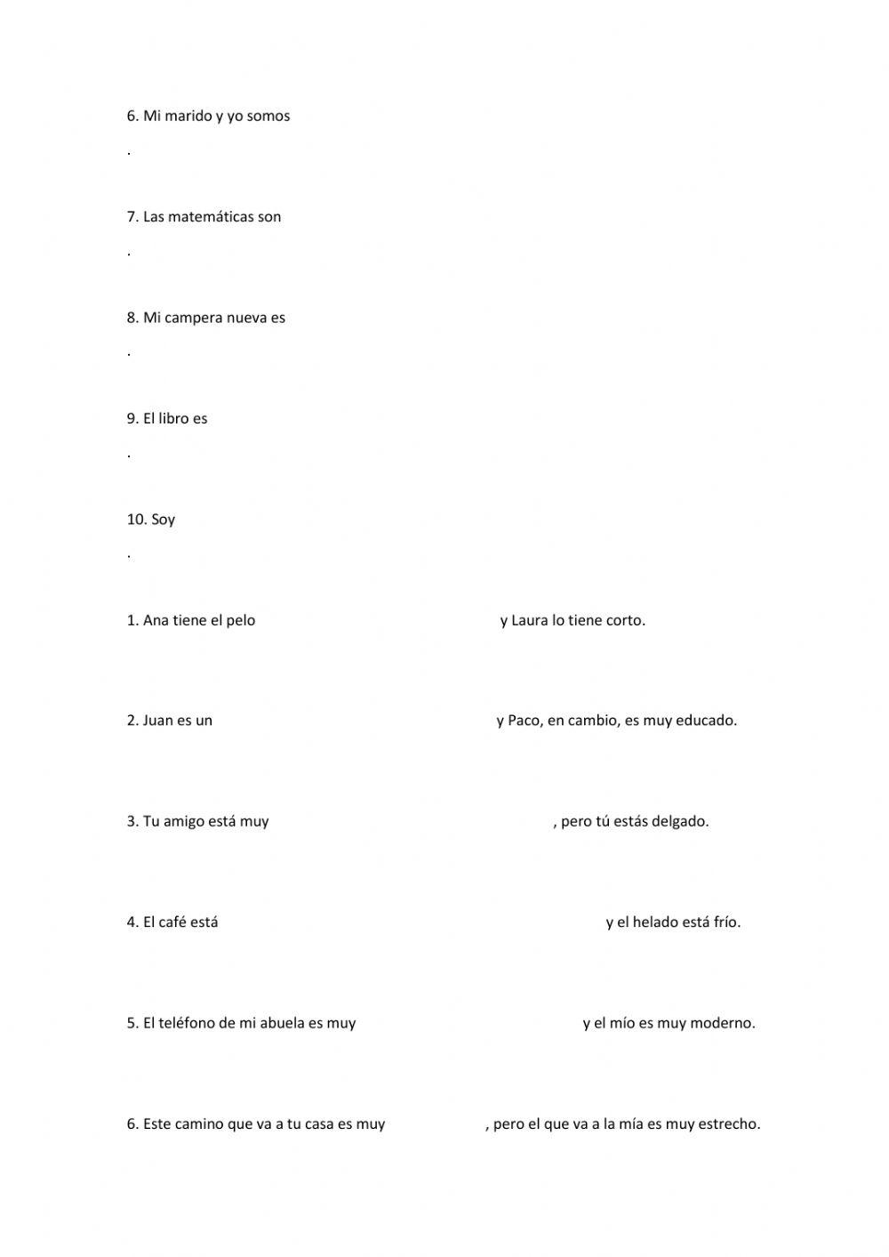 Adjetivos en español