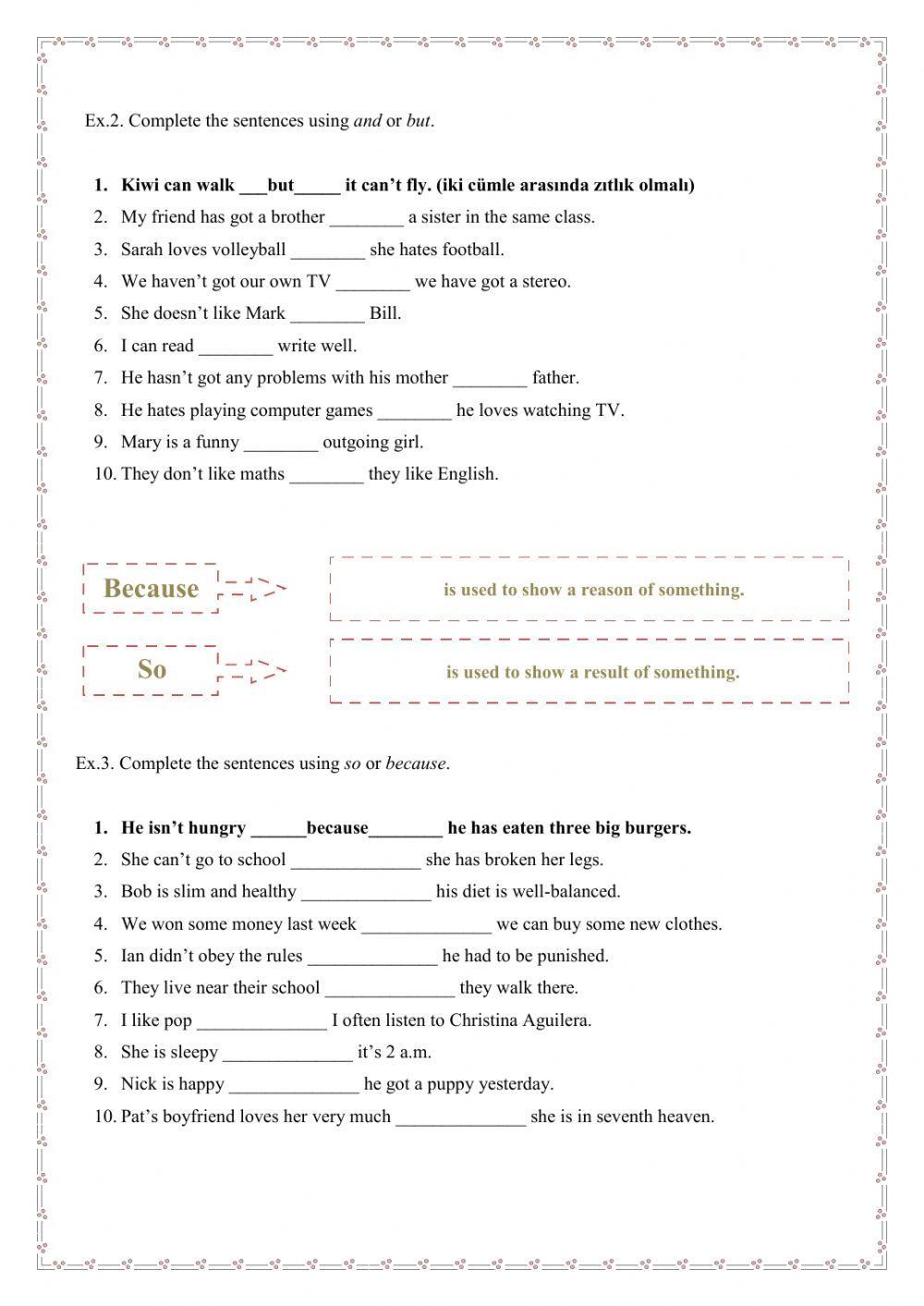 8.sınıf unit 5 but-and-because-so exercises