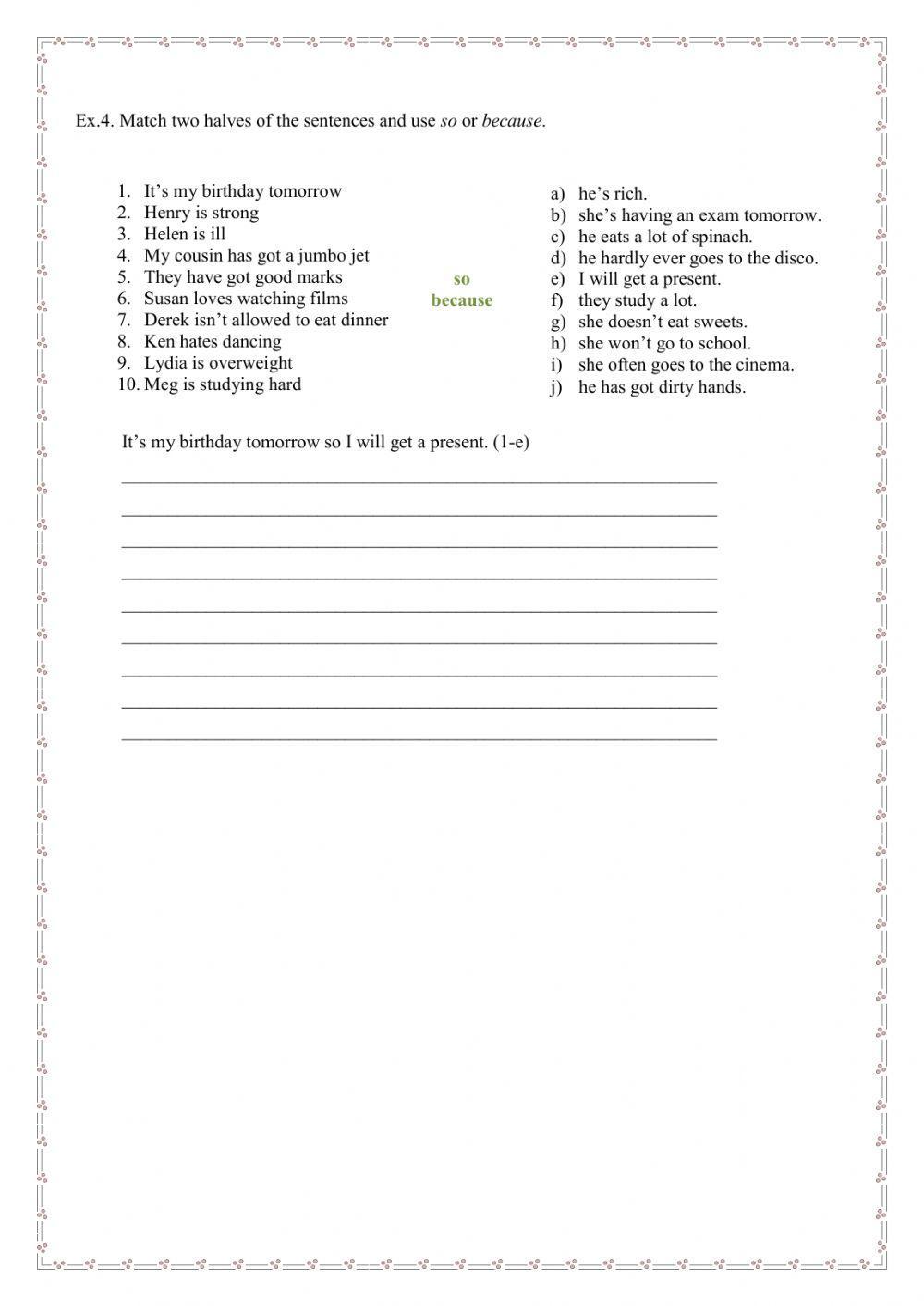 8.sınıf unit 5 but-and-because-so exercises