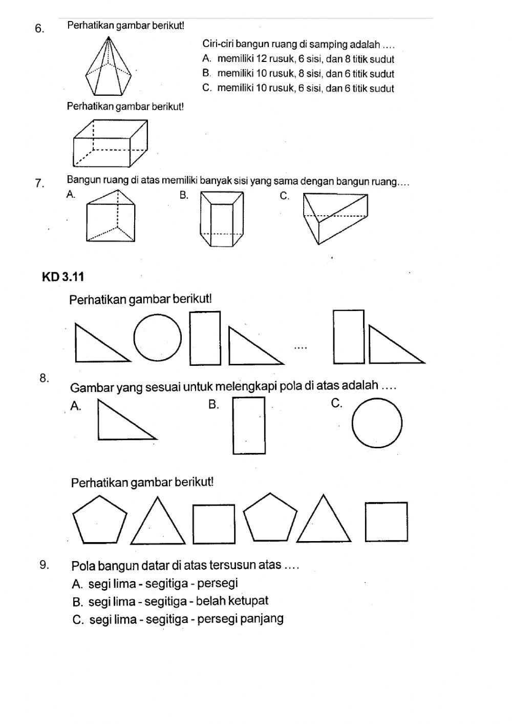 Latihan PAS Tema 4 Kelas 2 Mtk & SBdP S1