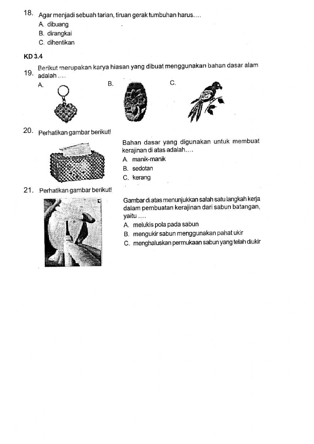 Latihan PAS Tema 4 Kelas 2 Mtk & SBdP S1