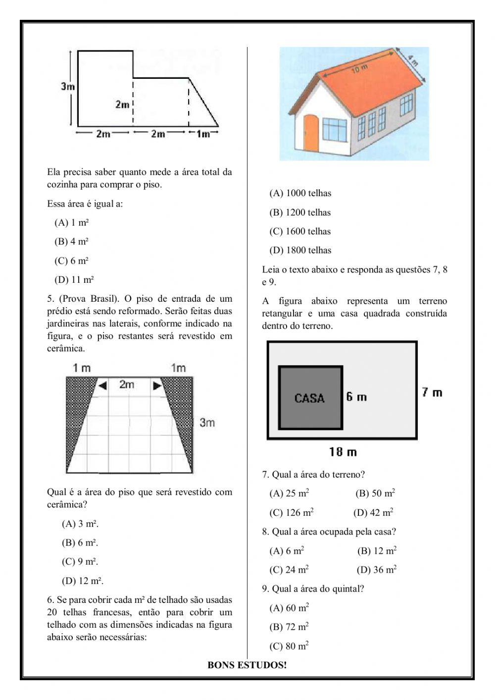 Aréas de figuras planas