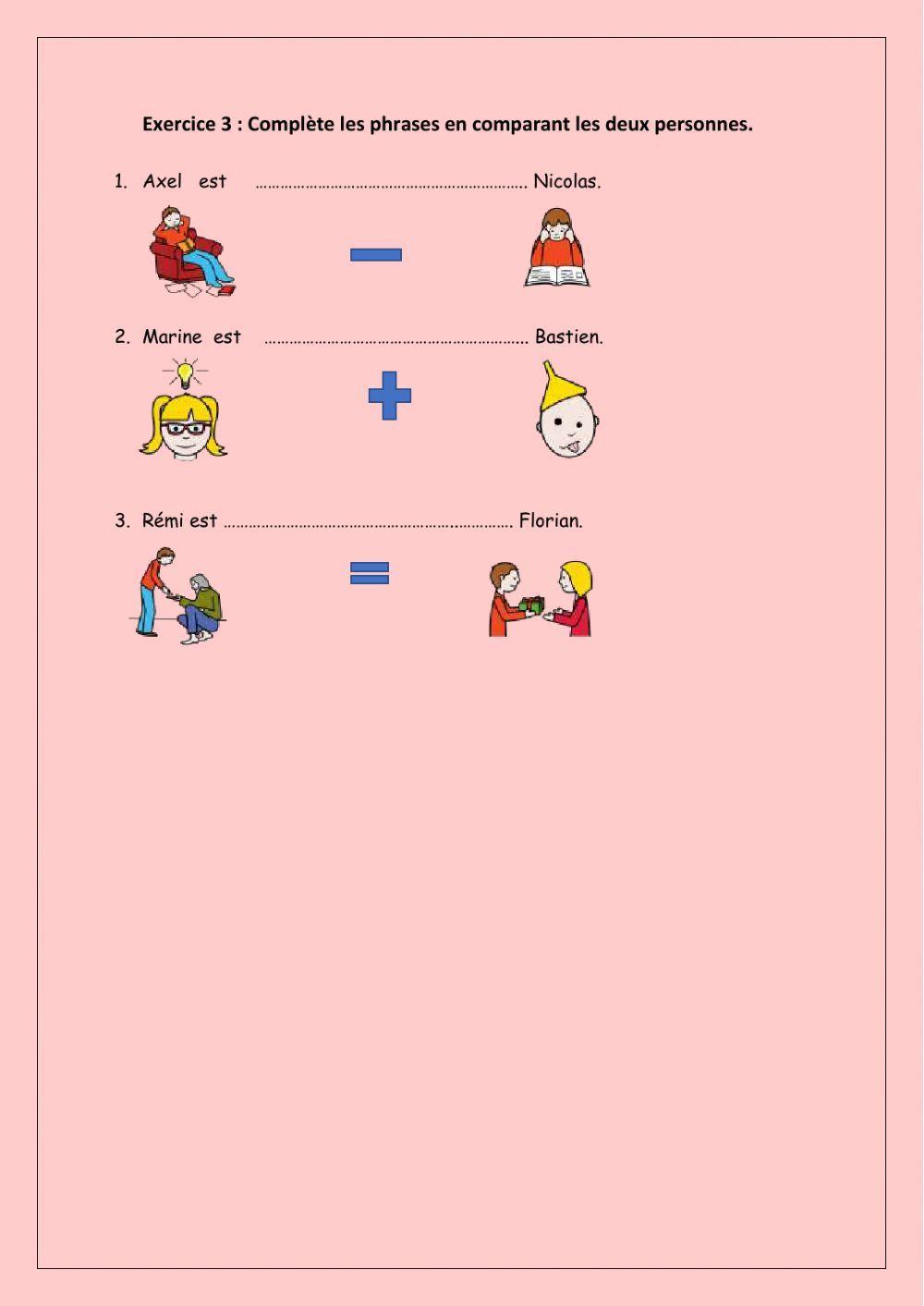 La comparaison des adjectifs