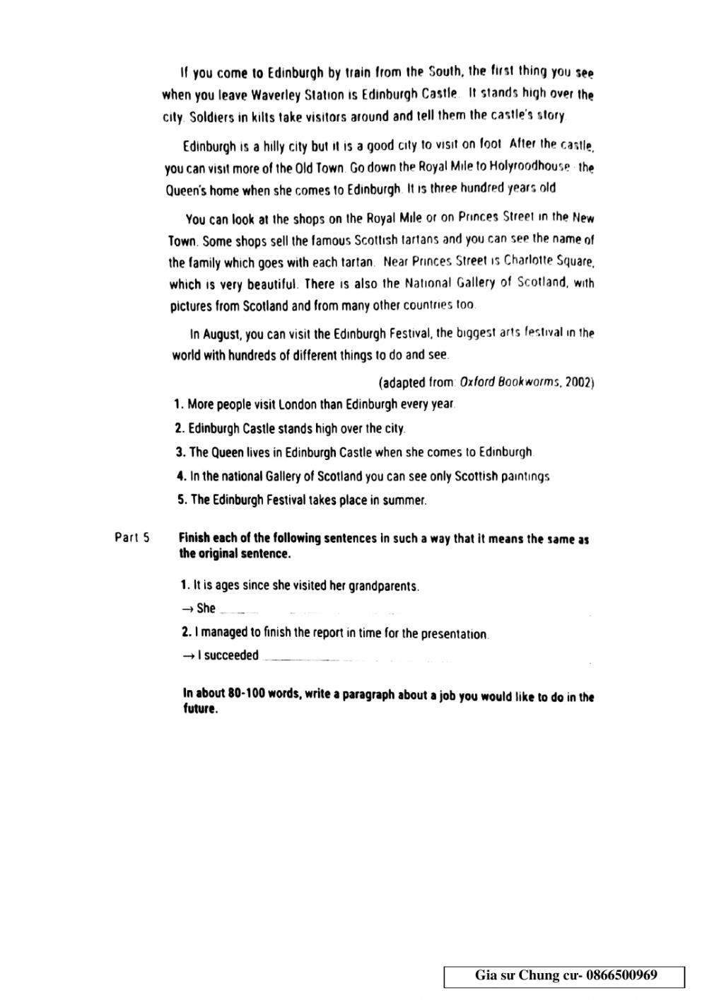 Lớp 9 - The second term test No 3