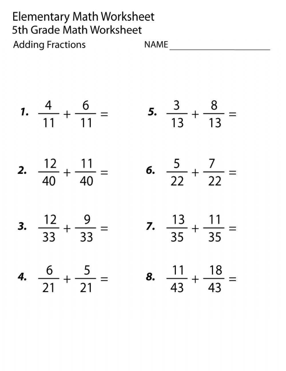 Adding like fractions