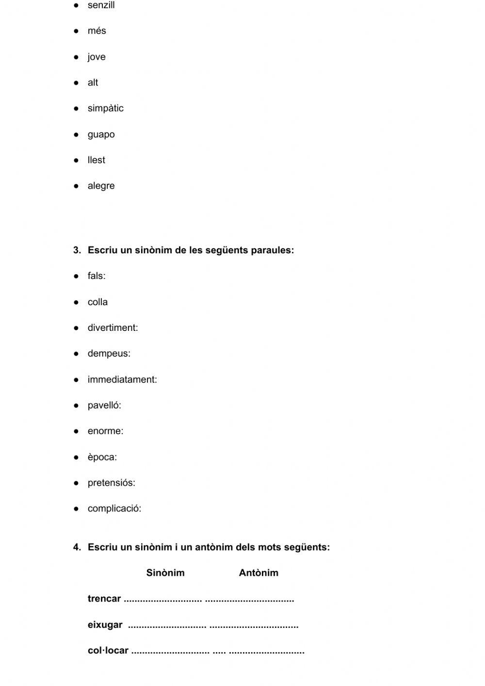 Sinònims i antònims