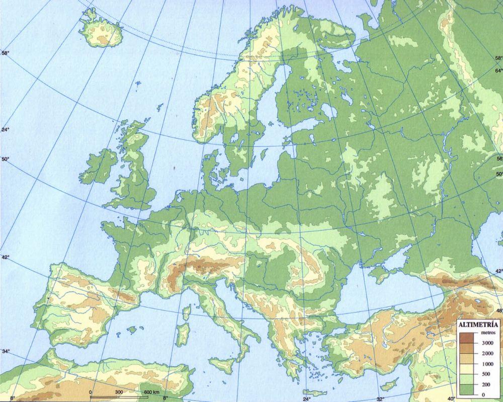 Mapa físico de europa