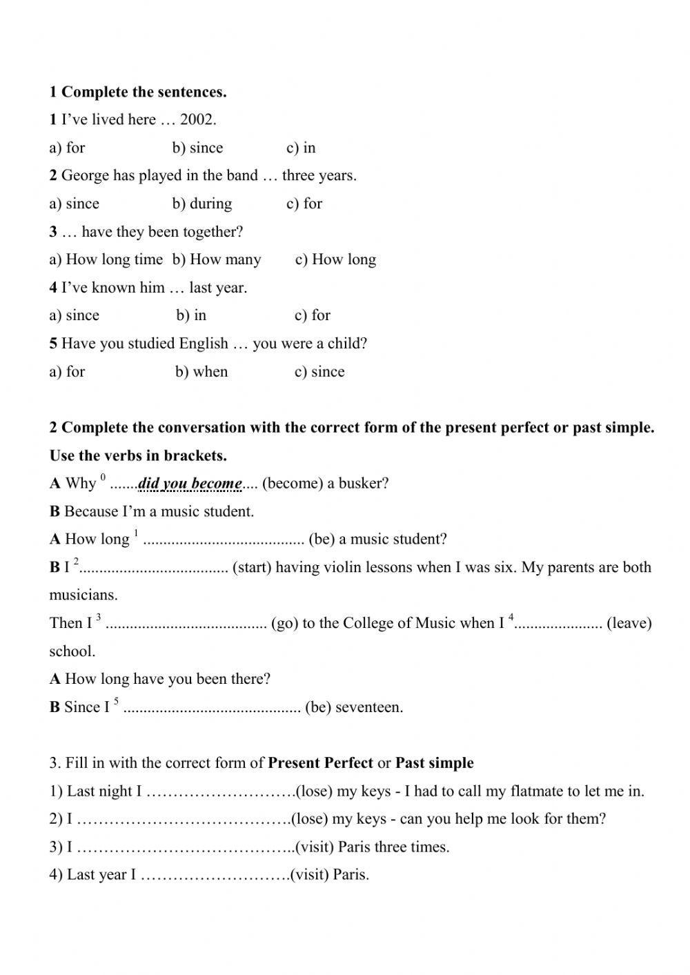 Present Perfect or Past simple