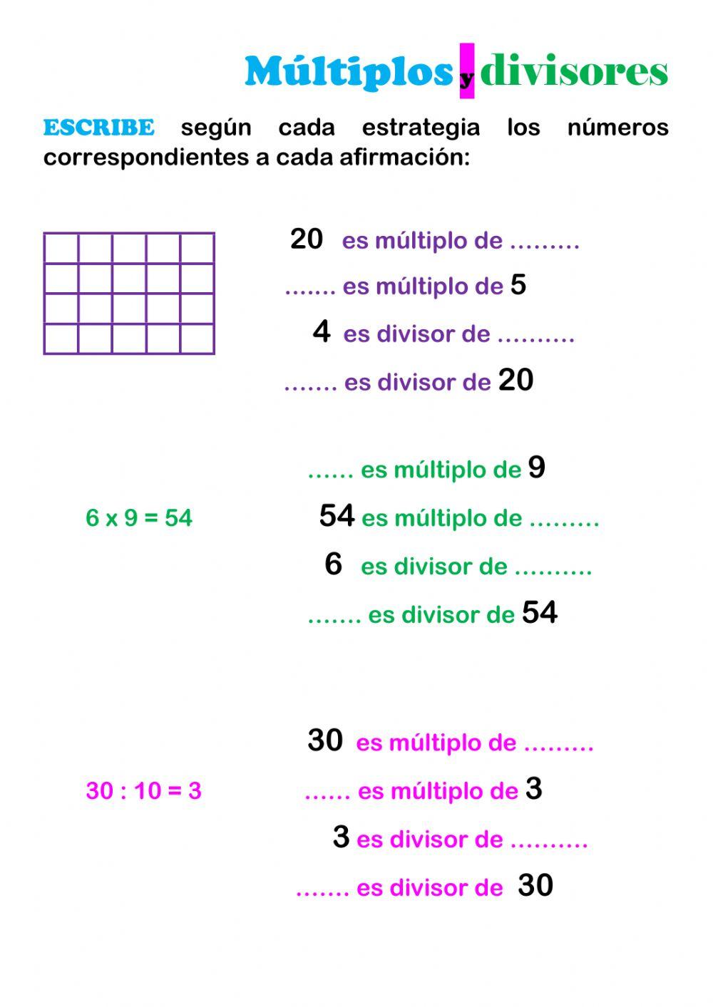 Múltiplos y divisores