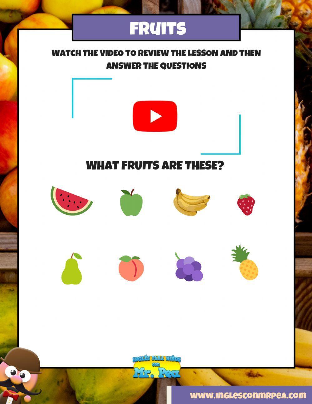 Fruits (frutas en inglés) - inglés para niños con mr. pea Fruits (frutas en inglés) - inglés para niños con mr. pea