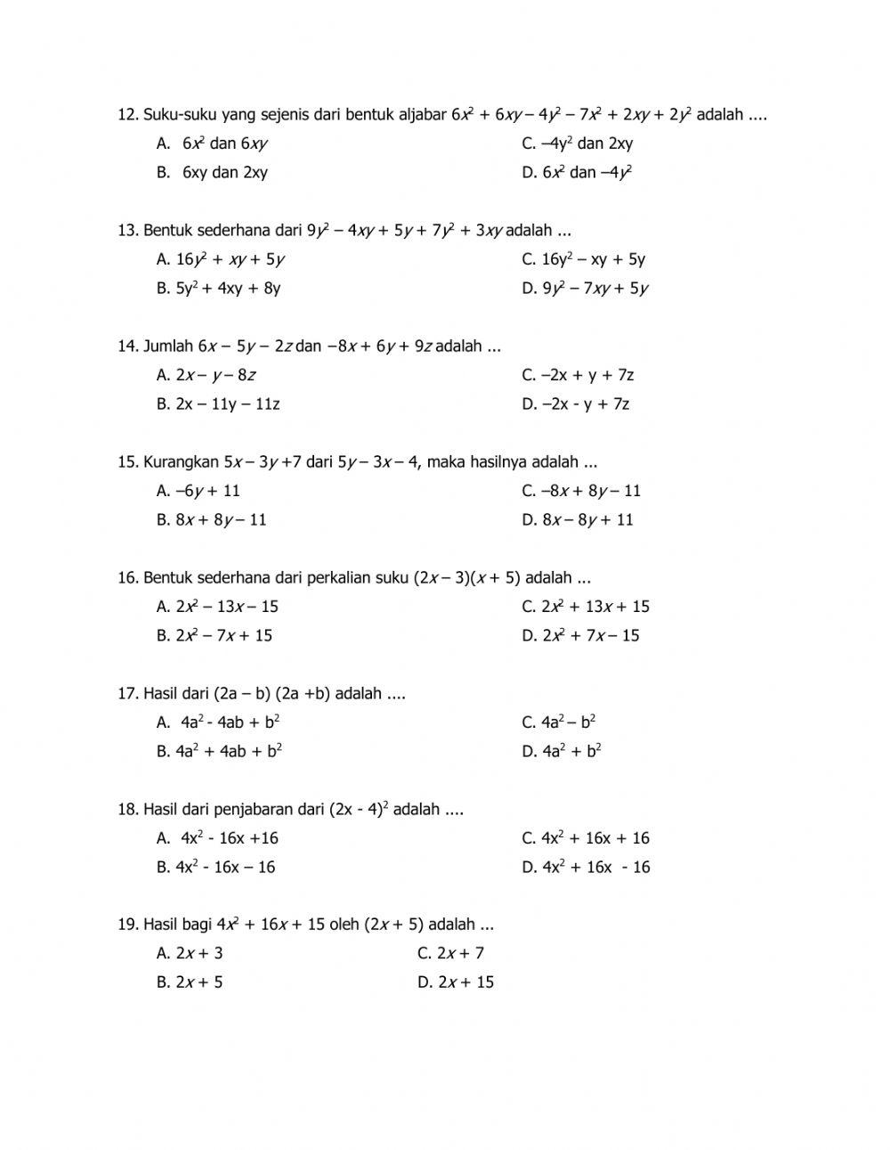 Lat pas kls 7 (2), (3), (4)