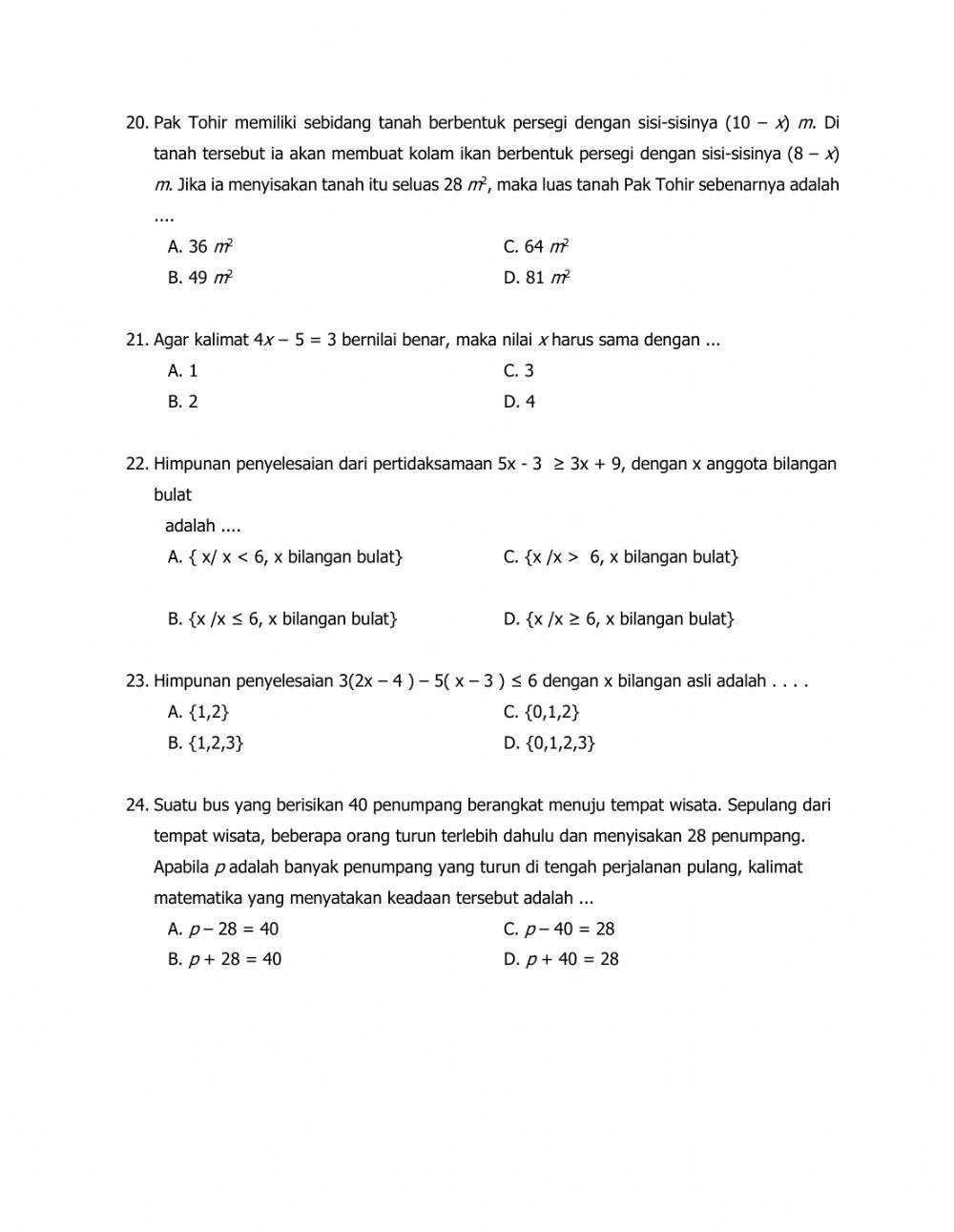 Lat pas kls 7 (2), (3), (4)
