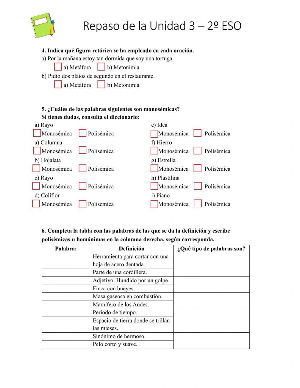 Unidad 3 Repaso 2º ESO